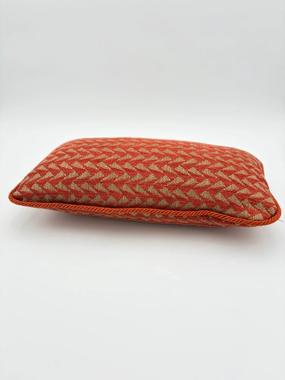 Burnt Orange Chevron Lumbar Pillow with Insert 16x9